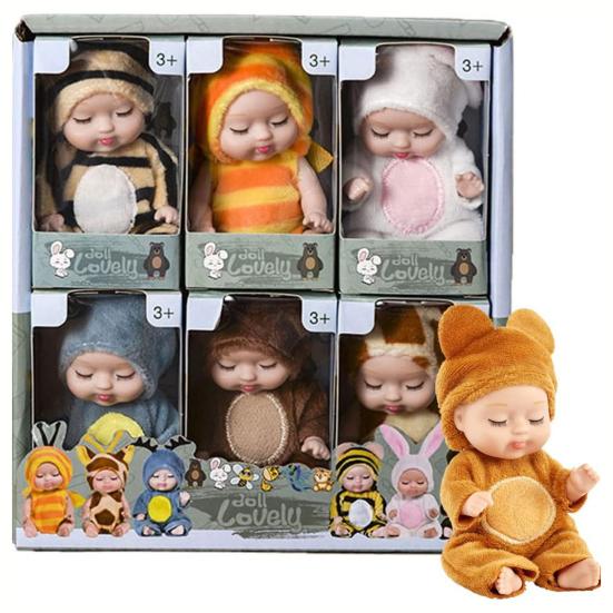 1/6/8Pcs Reborn Baby Doll with Plush Animal Clothes Realistic Movable Joints Educational Mini Sleeping