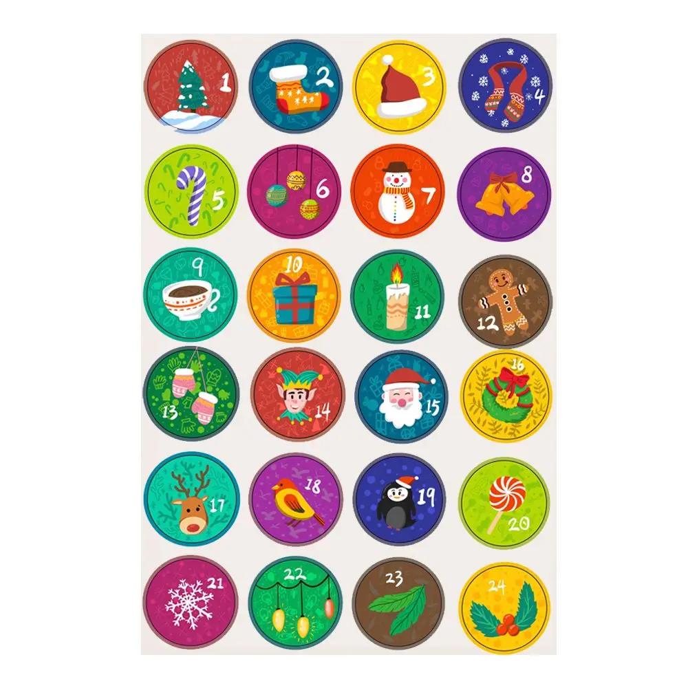 DIY Gift Packaging Multi-Function Merry Christmas Number Stickers Paper Stickers Advent Calendar Adhesive Label