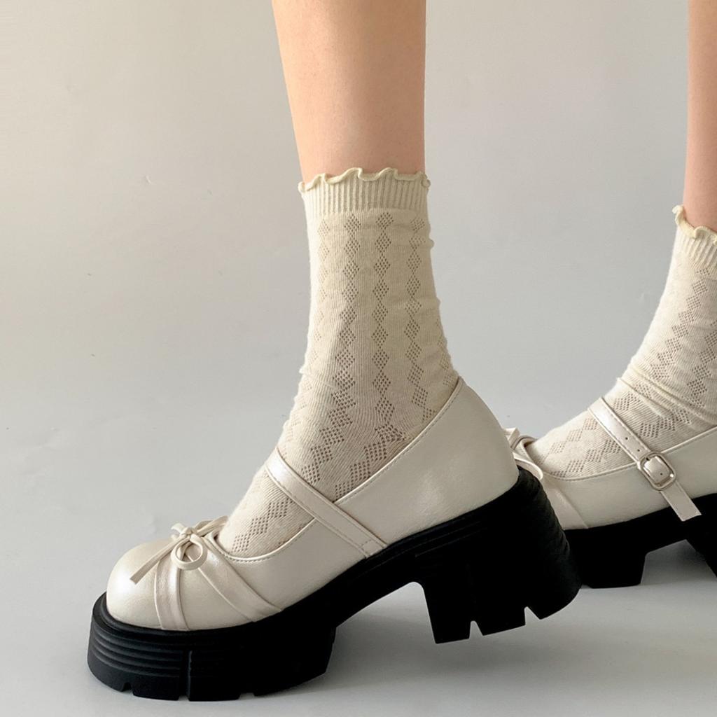 Silver French round head heightening light mouth platform single shoes women's summer 2025 new versatile soft sole Mary Jane small leather shoes