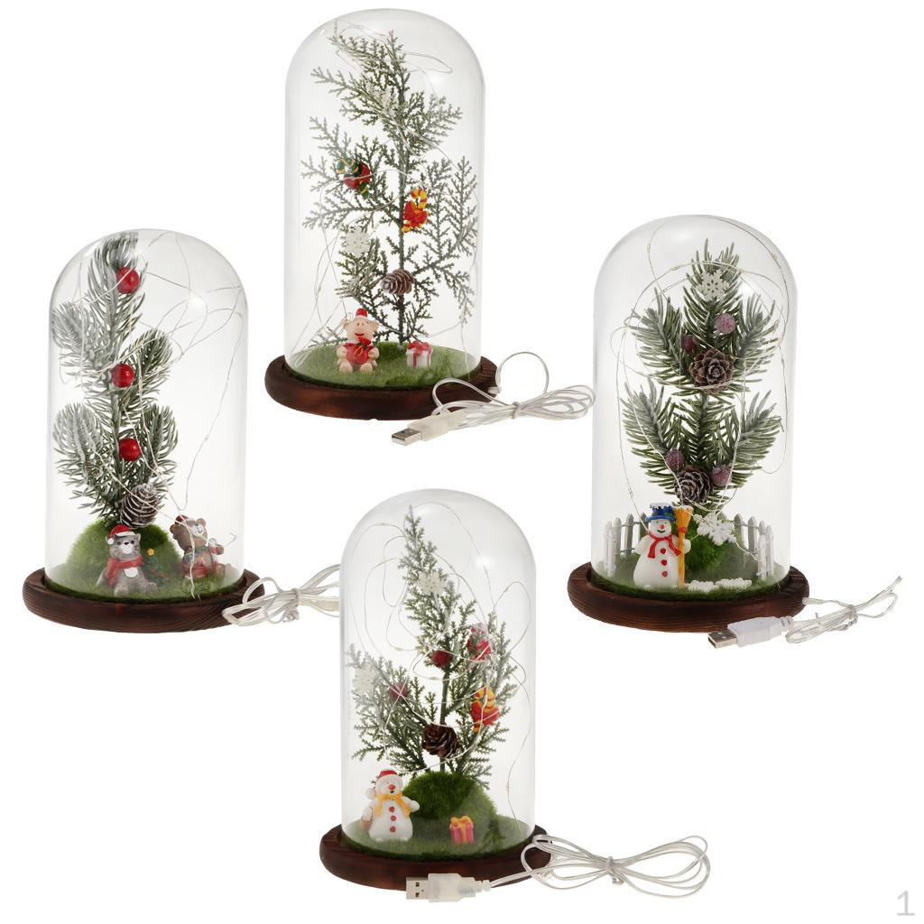 

Dome Bell Jar Cloche Christmas Tree USB Lights Gift A