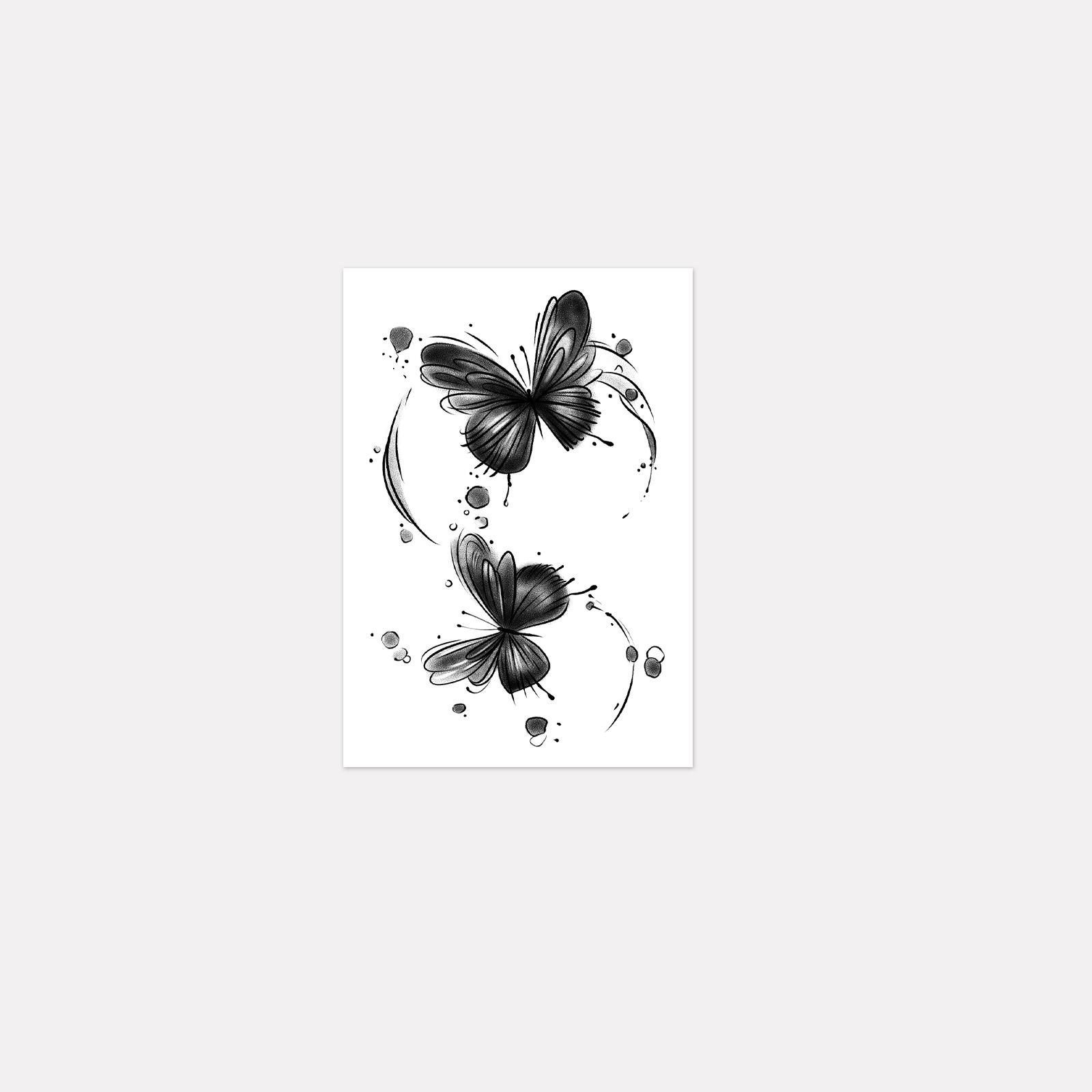 Premium Sense, Simple, Small, Fresh, Romantic Ink, Butterfly, Spice Girl, Arm, Waist And Abdomen Tattoo Sticker 7*10CM