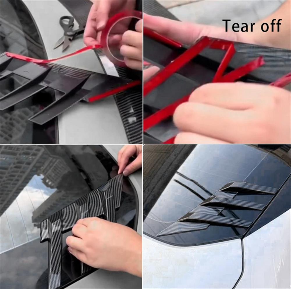 Ny 1 Par Bil Bakrute Dekorasjonsklistremerker Sidespoiler Splitter Trim Svart