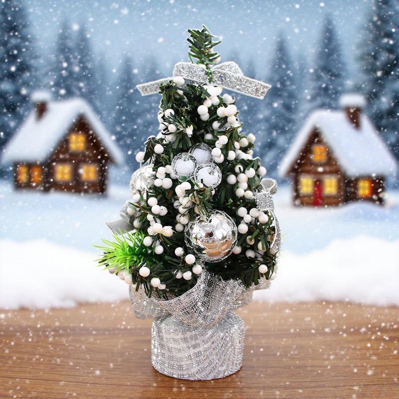 1-10PCS Mini Christmas Tree 20cm Desktop Decor with Gift Box Creative Holiday Ornament for Kids Room Office Party Decoration
