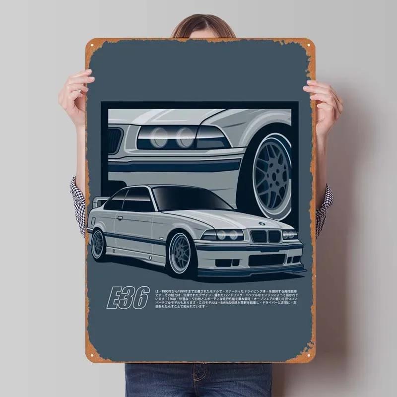BMW Schild Oldtimer Poster Retro Metall Blechschild Plakette für Garagen Wandkunst Dekoration Kaffee Bar Vintage Heimdeko Artikel Zimmer