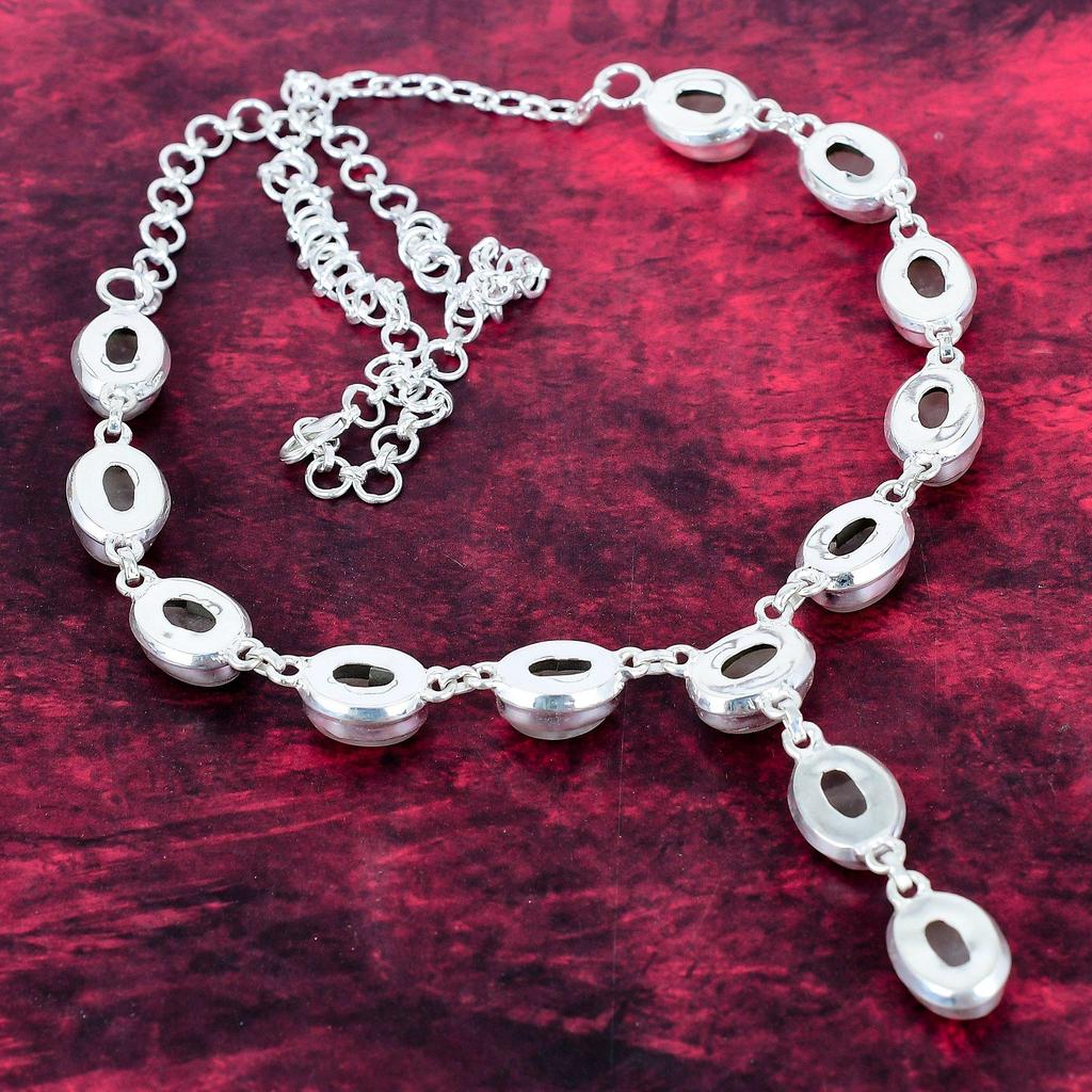 Rose Quartz Handmade Gemstone Necklace, 925 Solid Sterling Silver Necklace Antique Jewelry, For Thanksgiving