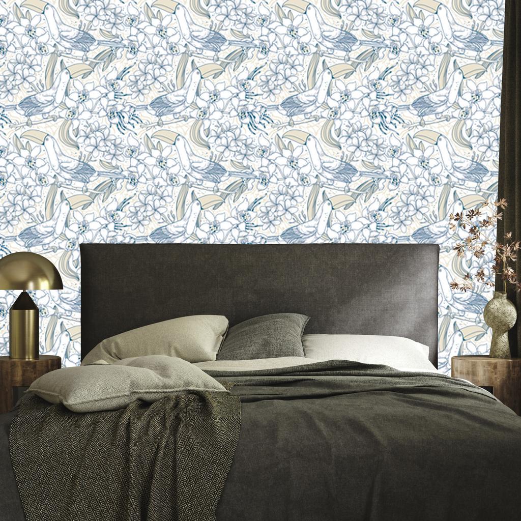 Toucans and Flowers Wallpaper for Living Room and Bedroom 50x1000