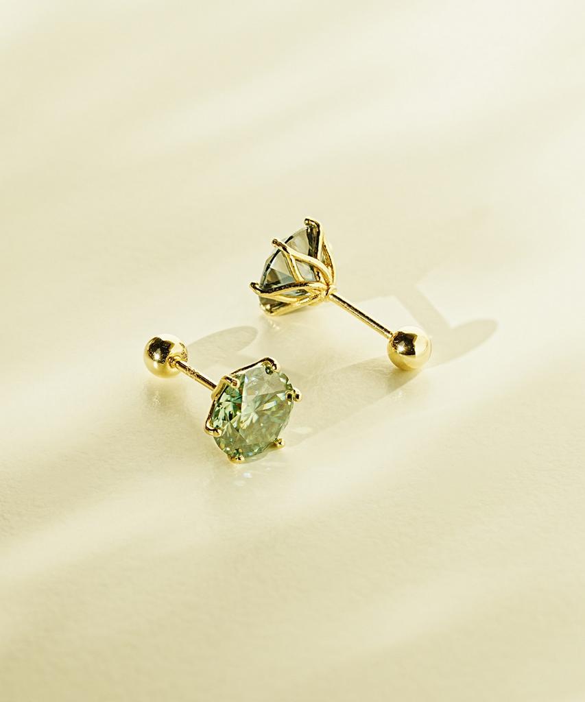 Minimalpiercing 14K Moissanite Diamond Green Noble Piercing Earrings