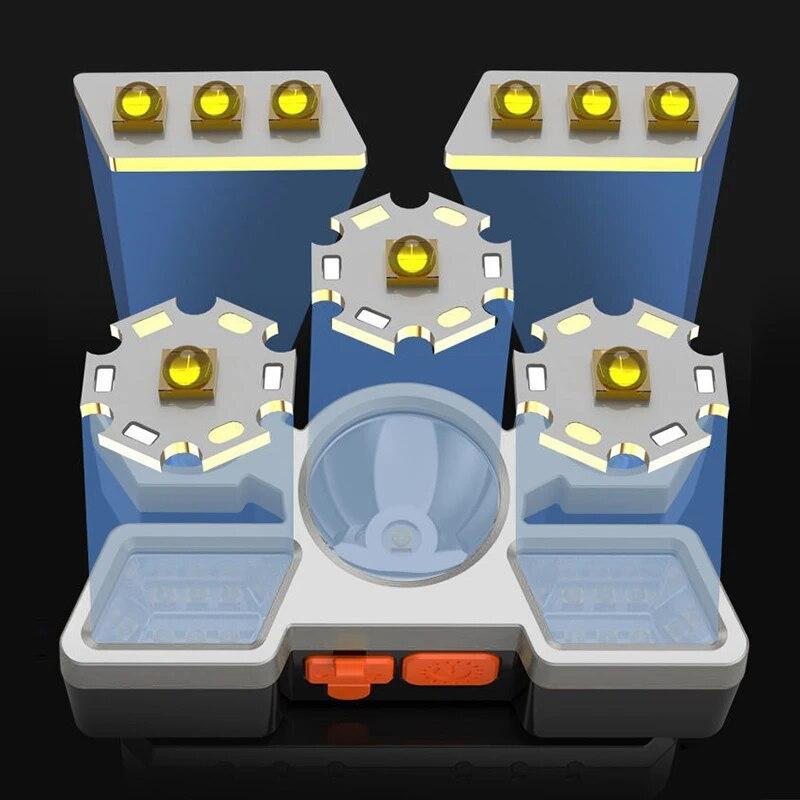 5*LED High Power Headlamp, Super Bright Rechargeable Fishing Camping Light, Long Distance Head Mounted Mining Lamp, Flashlight