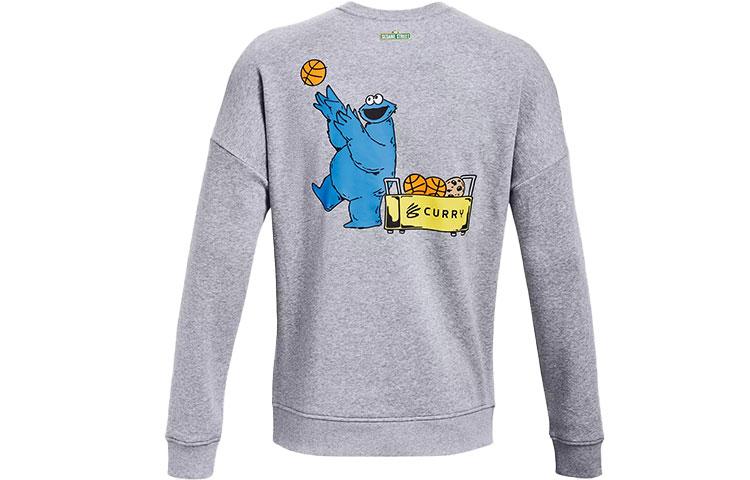 Under Armour Curry X Sesame Street Sweatshirts Men s Gray Crew Neck Moderate Regular 1369618-011 XXL