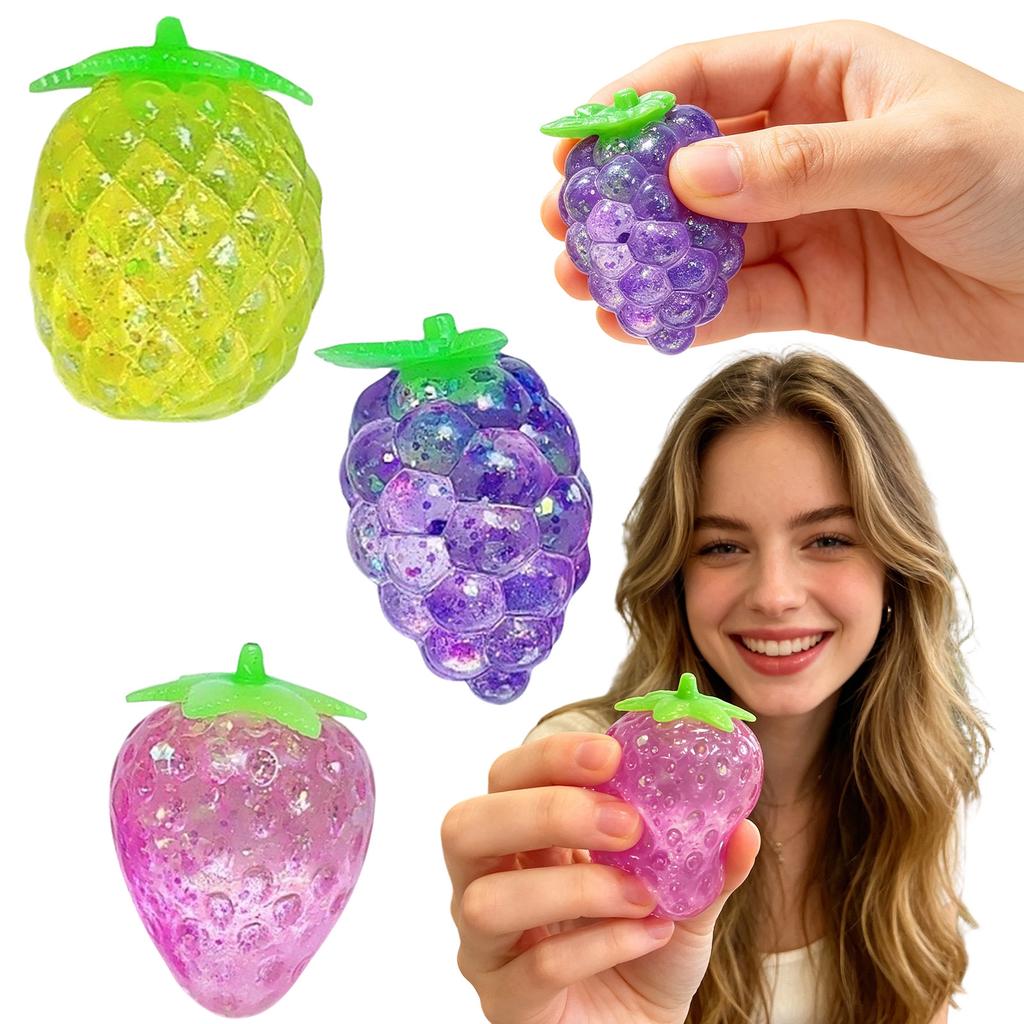 Mini Fruit Shaped Stress Relief Squeeze Toy Random Style Soft Gel Sensory Decompression Handheld Fidget for Office Home School