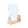 U-Shaped Walnut Beech Wood Photo Frame Transparent Acrylic Clear Picture Display for Cafe Shop Table Decor