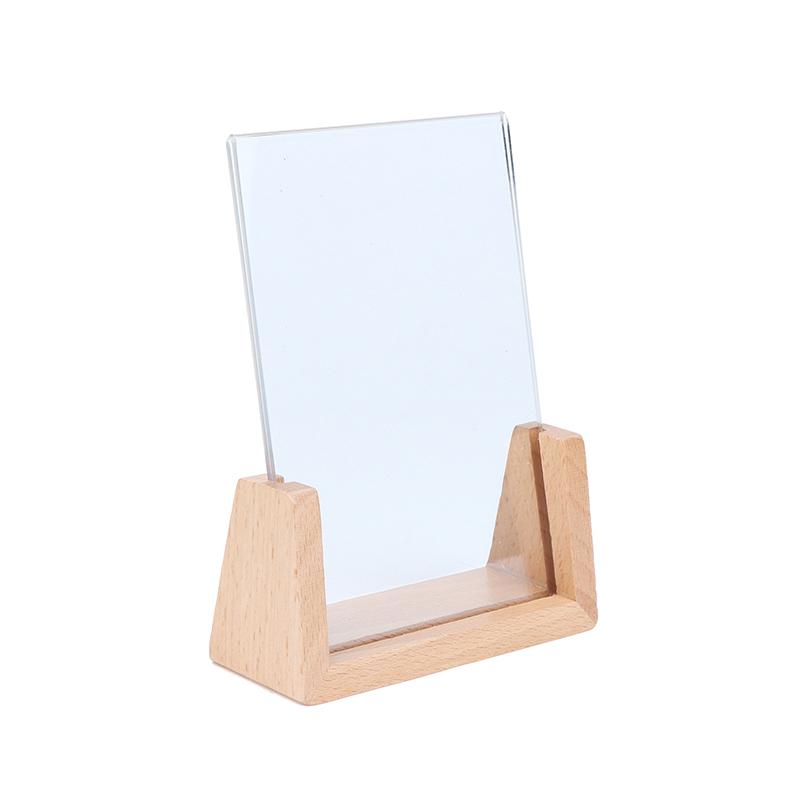 Creative U-Shaped Acrylic Photo Frame Clear Walnut Beech Wood Picture Holder for Home Desktop Art Decor 6inch B