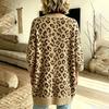 Women's Leopard Print Knit Cardigan Casual Open Front Sweater