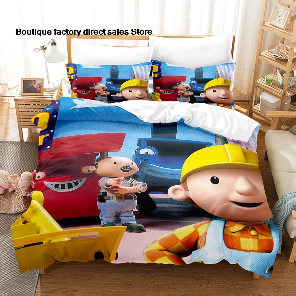 3D-gedrucktes Bob der Baumeister Bettwäscheset Bettbezug Kissenbezug Für Kinder Schlafzimmer Dekor Einzelbett Doppelbett Queen Size King Size Bettwäsche