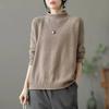 Retro Half-turtleneck Long-sleeved Sweater Women's Bottoming Shirt Tops Autumn and Winter Loose Sweater Women