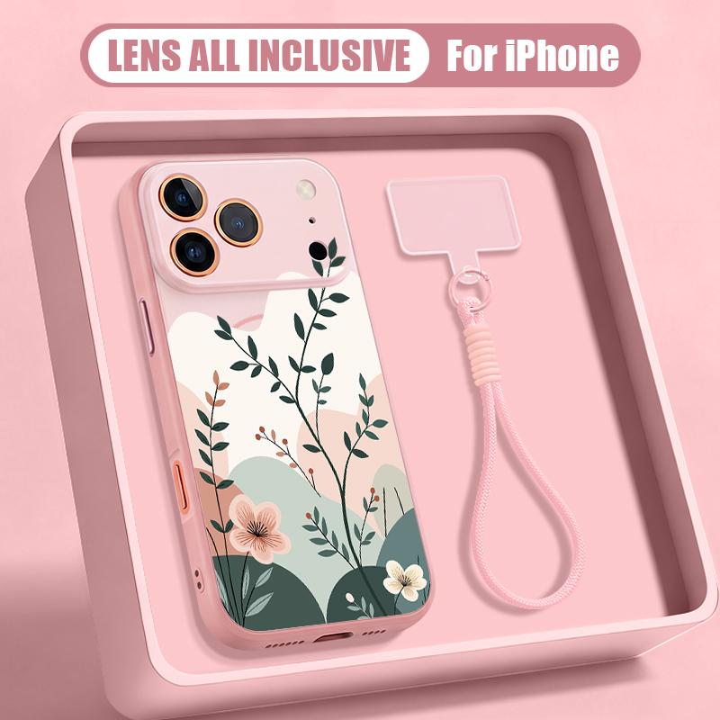 INS Watercolor Floral Hand Strap Case For iPhone 17 Pro Max Hybrid TPU+PC Magnetic For Magsafe Matte Cover For iPhone 16 15 14 13 Pro Max