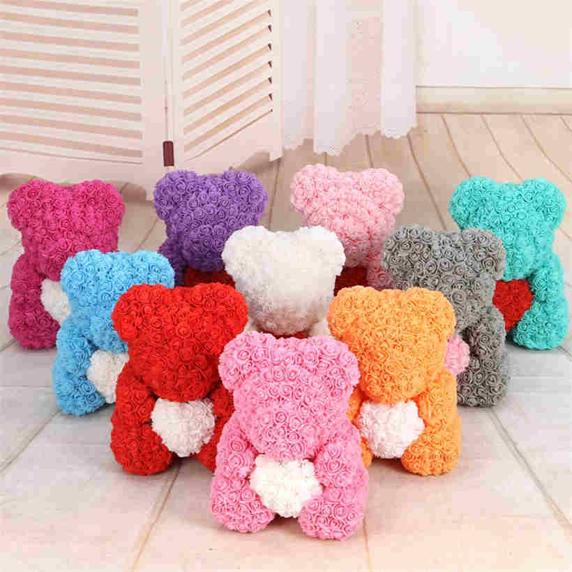 50 Pcs/bag Foam Simulation Rose Wedding Candy Gift Box Garland Hug Bear Rose Decoration