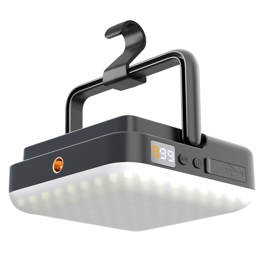 Outdoor Camping Tent Lamp Waterproof Rechargeable LED Camp Light Magnetic Night Light Black