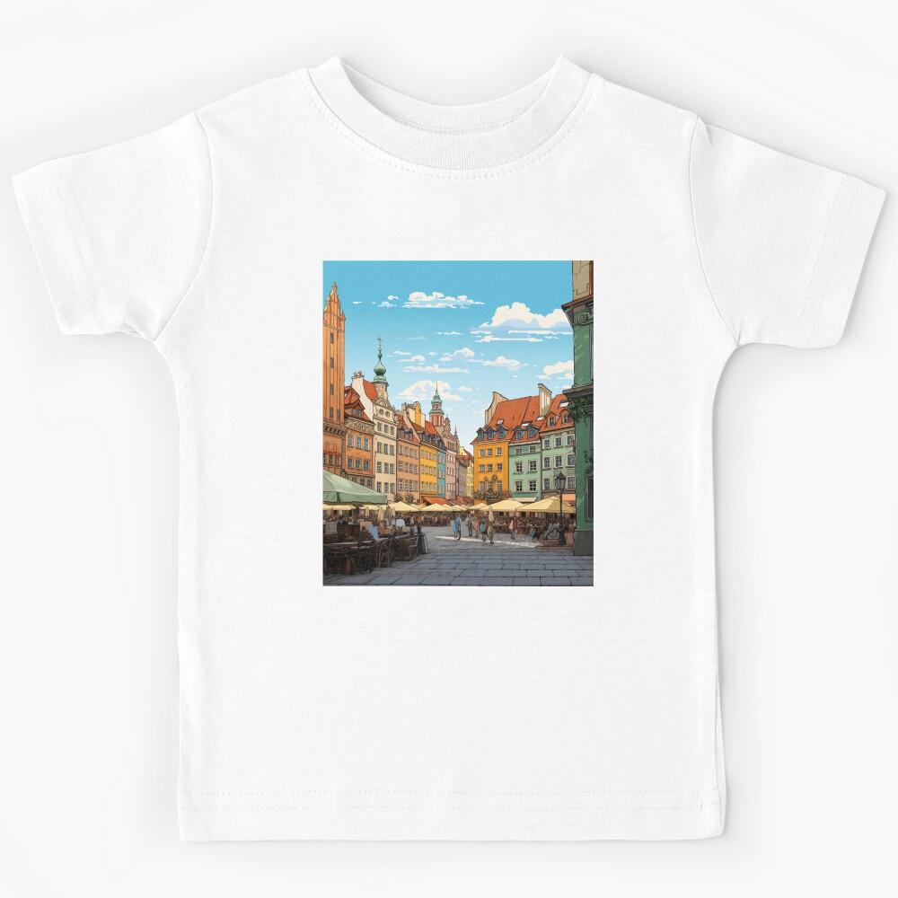 A Vintage Travel Illustration of Warsaw - Poland Kids T-Shirt 140