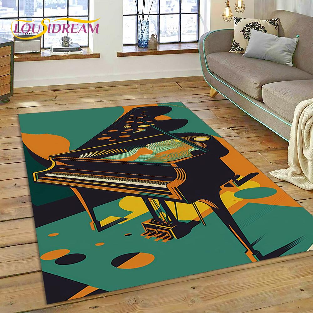 Dywan 3D z kreskówkowym instrumentem muzycznym w kształcie klawiszy pianina do domu, salonu, sypialni, pod sofę, wycieraczka, dekoracja, dywanik dla dzieci, mata podłogowa antypoślizgowa