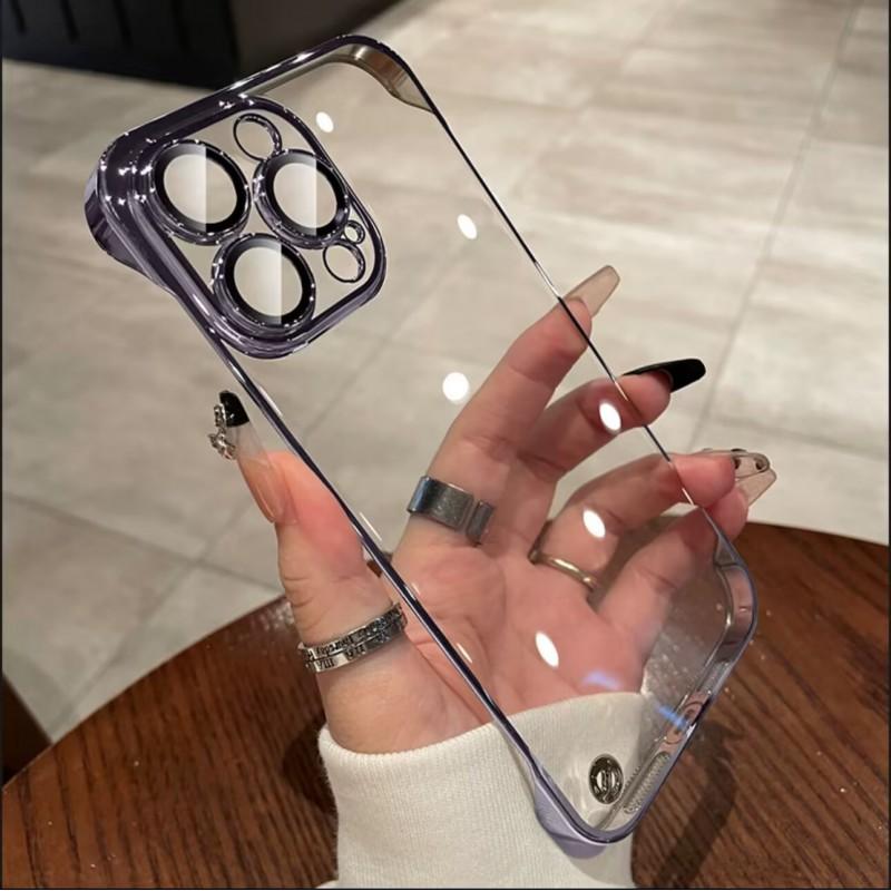 Ultra Thin Clear Full Cover Phone Case IPhone 16 Pro Max With Electroplated Frame Shockproof PC Bumper