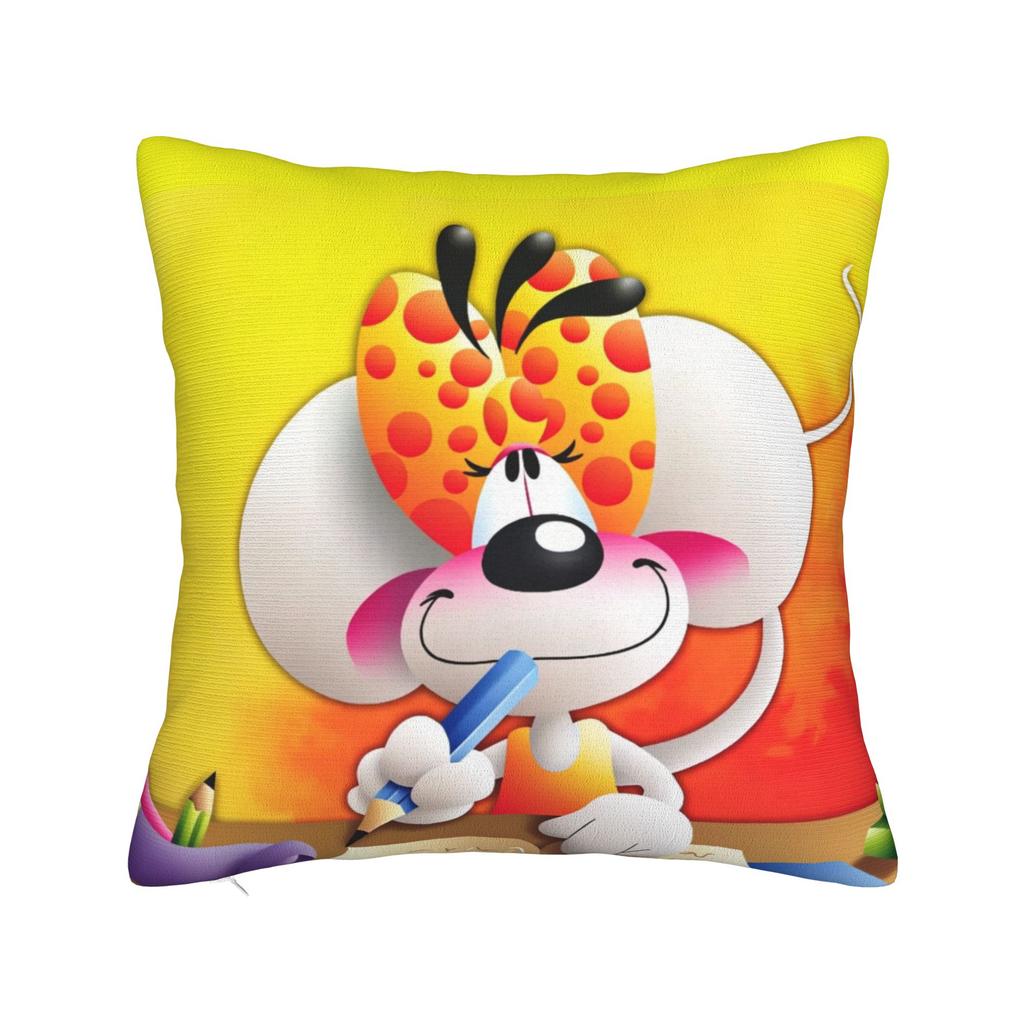 Diddl and Diddlina Pillow Cover Square Pillow Case Cushion Cover Kawaii Graphic Pillowcases For Office Car Home Decorative