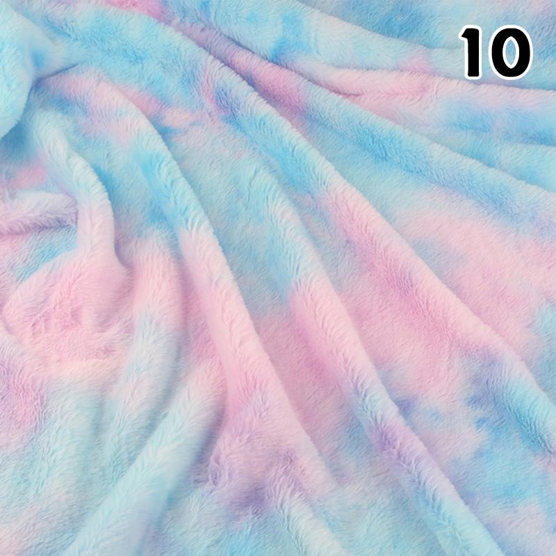 50x160cm Tie Dye Faux Rabbit Plush Fur Fabric Gradient Smooth Soft Rainbow Cloth For Diy Sewing Garments Dolls Clothes Hat Scarf