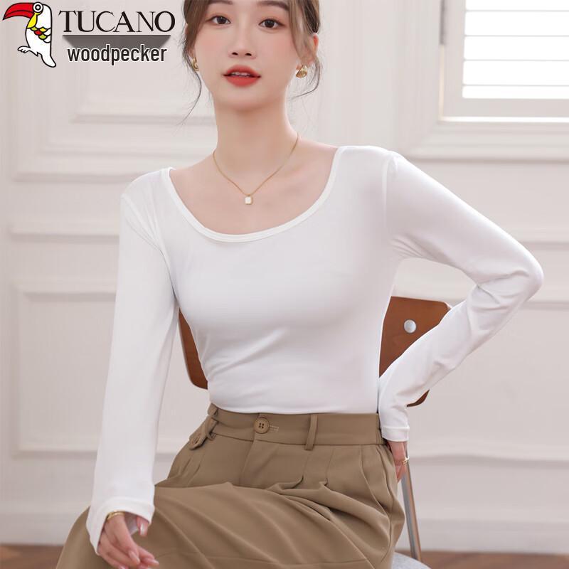 Woodpecker Women s U-Neck Long Sleeve Cotton Blend Base Layer Top L