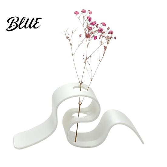 Living Room Plant Shelf 3D Printed Dried Flower Stand Curved Ribbon Vase Decorative Holder Bedroom Container Artificial Display Rack for