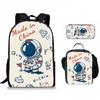 Classic Popular space astronaut 3D Print 3pcs/Set pupil School Bags Laptop Daypack Backpack Crossbody Lunch bag Pencil Case