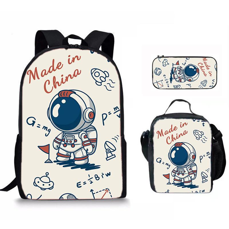 Classic Popular space astronaut 3D Print 3pcs/Set pupil School Bags Laptop Daypack Backpack Crossbody Lunch bag Pencil Case