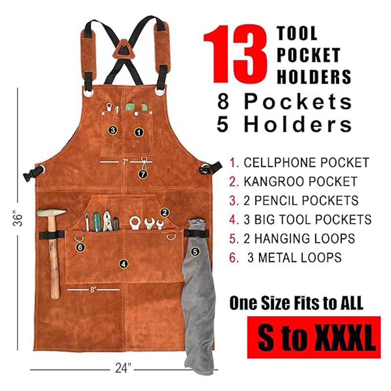 Tablier de travail en polaire imperméable ignifugé pour la menuiserie, les électriciens et le barbecue avec logo personnalisé.