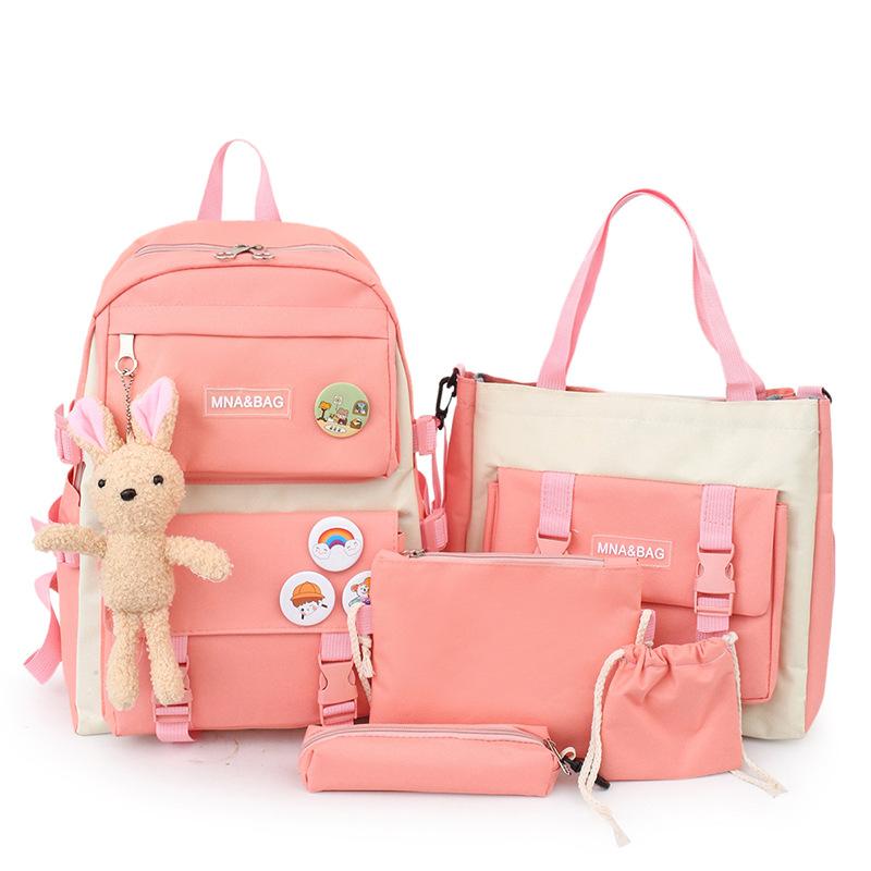 

TS JYL laptop bag,New Student Backpack 5 Sets Custom Logo Large Capacity School Bag Set OneSize рожевий
