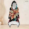 Women Plus Size Floral Printed Hooded Long Sleeve High Low Top Fitted Pants Two Piece Set