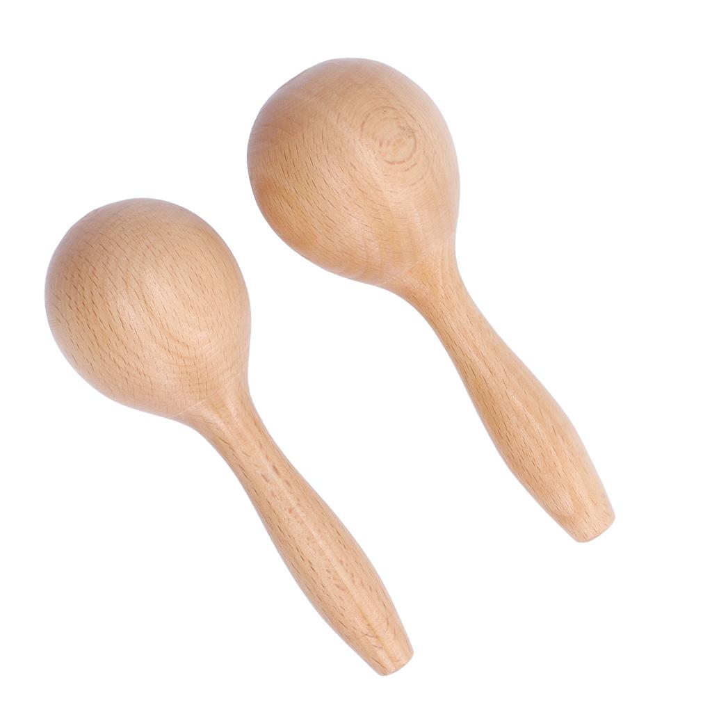 2 Stück Maracas Handpercussion Klarer Klang Glänzendes Aussehen 14x5x5cm Buchenholz Material Maracas Instrument für Partys