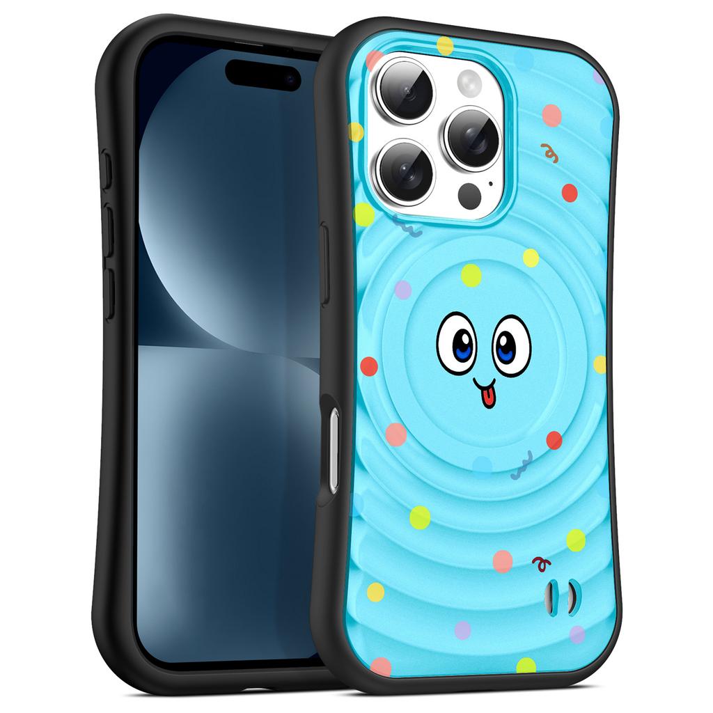 Boyang Phone Case with Hanging Rope Hole Emoji Polka Dot Anti Drop MagSafe Magnetic Suction for Apple 16pro Phone Case