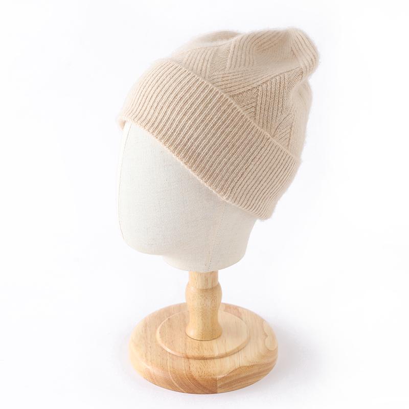Cashmere Knitted Beanie Hat Winter Solid Color Soft Warm Skullies Fashion Matted Pattern Pullover Cap Ear Protect Bonnet