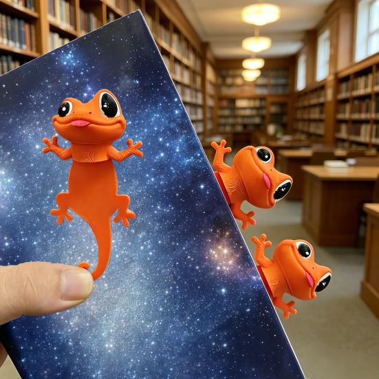 Funny Gecko Bookmark 3D Printed Lizard Page Clip Novelty Animal Bookmark for Readers