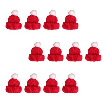Weihnachtsmützen Weihnachtsmann Dekorationen Ornament Mini Schmücken Baum Rot Strickwolle DIY Zubehör Baby