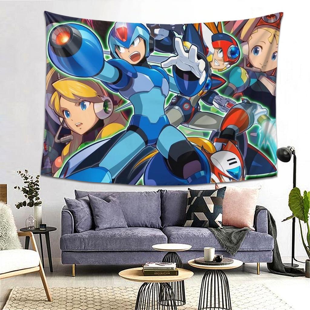 Megaman Video Game Mega Man Tapestry Decoration Art Aesthetic Tapestries for Living Room Bedroom Home Wall Cloth Wall Hanging
