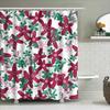 Stylish Floral Printed Shower Curtain for Bathroom Decoration 180x240cm Waterproof Fabric Home Decor Item with Hooks Set