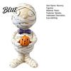 Spooky Figure Mummy Holding Pumpkin Halloween Decoration, Resin Zombie Statue Desktop Figurine for Indoor Shelf, Tiered Tray Decor Desk Ornament