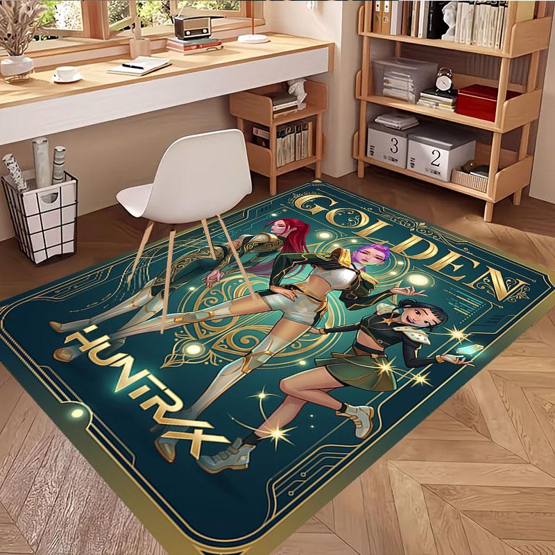 KPop Demon Hunters Print Rug, Washable Floor Carpet, For Entryway Dorm Laundry Room Office Study, Home Decor Birthday Christmas Gift