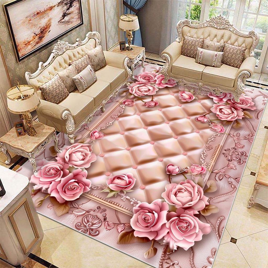 Dywan w kwiaty w stylu europejskim do salonu, pod sofę, miękkie dywaniki, luksusowy wystrój sypialni, dywanik przy łóżku, duże dywaniki do pokoju, szatni, salonu, maty podłogowe