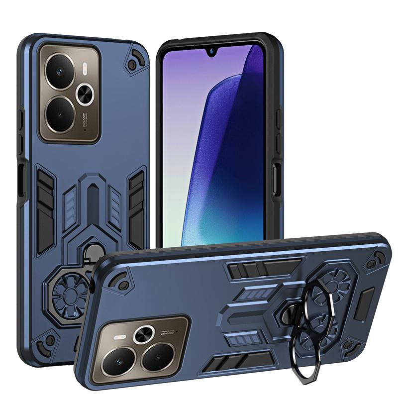 

Military Armor Case For Xiaomi Redmi 14C 4G Protective Cover Ring Magnetic Holder Shell Coque Fundas 2 IN 1 Back Cover For Realme 14 5G синий