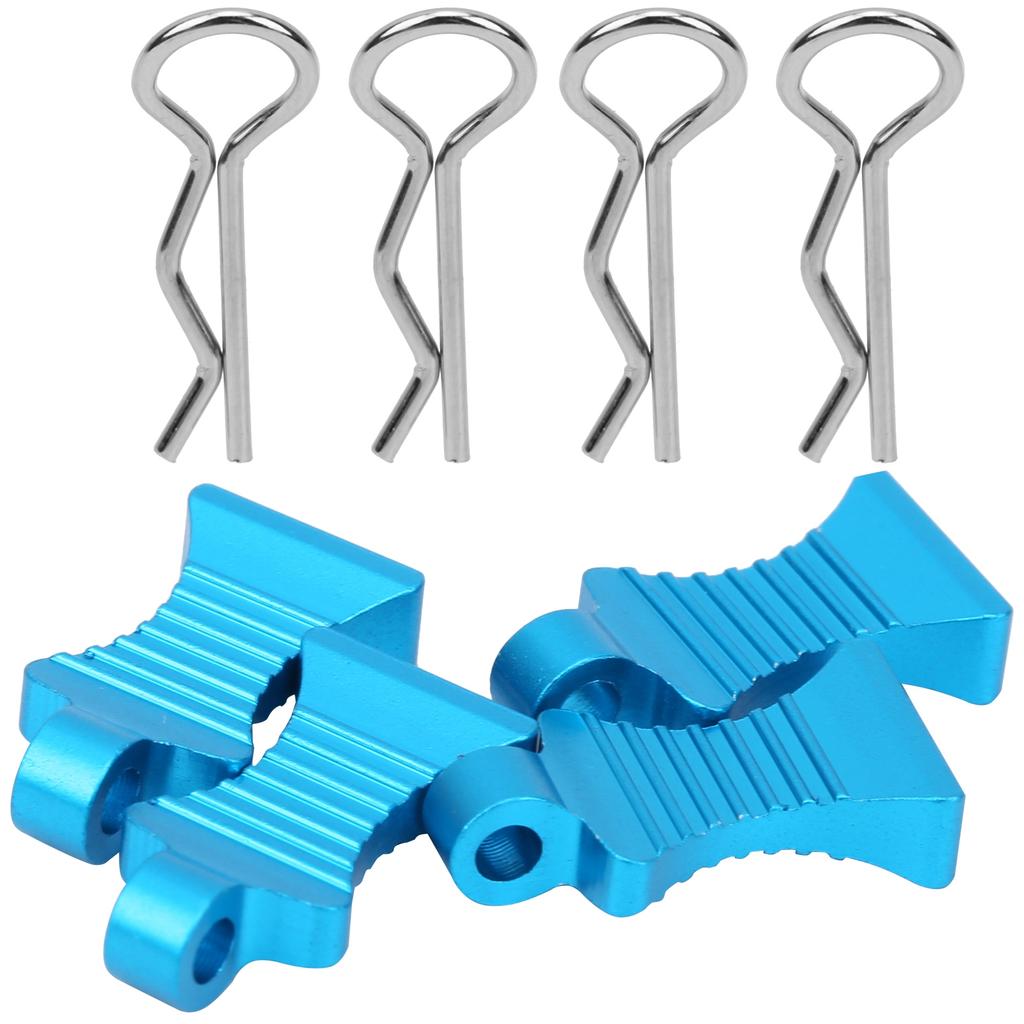 4pcs Aluminium Alloy RType Car Body Shell Clips Pin with Fixing Bracket for 1 10 RC Car(Blue )