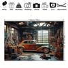 1 Vintage Garage Classic Car Photography Backdrop - a Polyester Party Banner Suitable for Indoor and Outdoor Events