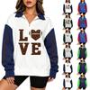 Women's Casual Printed Long Sleeve Zip Up Stand Collar Sweatshirt
