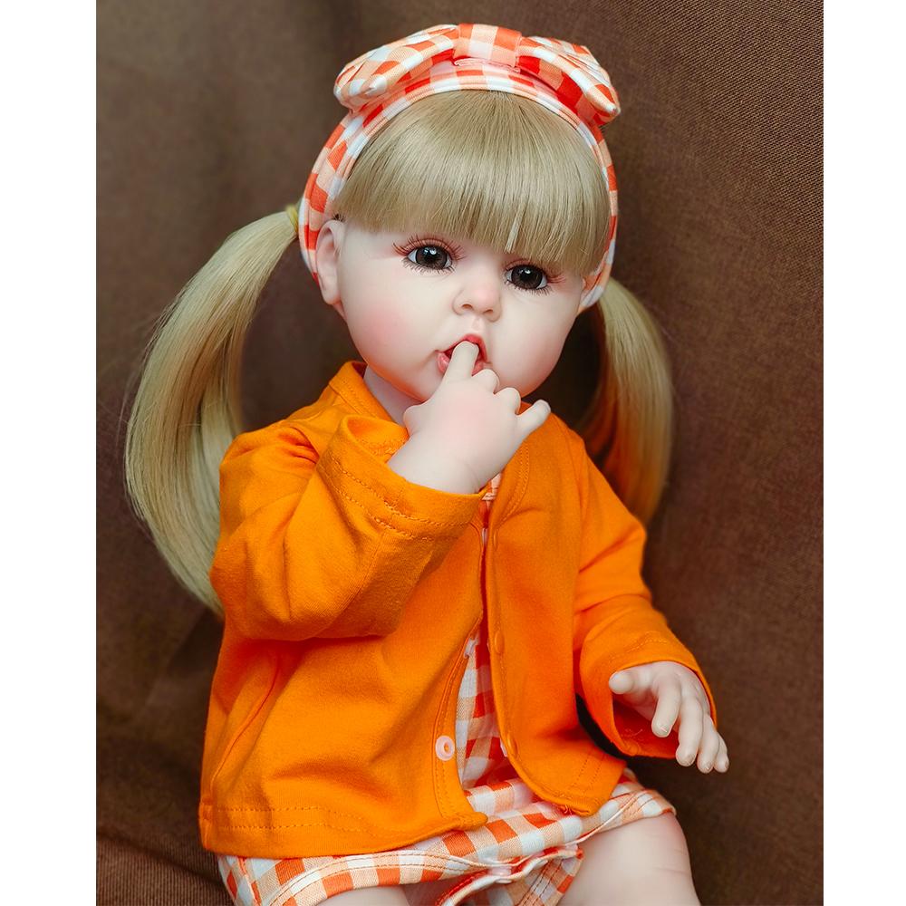 Bambole Reborn Baby Corpo Completo in Silicone 22 Pollici Bambola Impermeabile Giocattolo per Bambini Bebe Reborn Girl Giocattolo per Bambini Regali di Compleanno Compagno di Giochi
