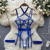 Strap Mesh Sensual Underwear Bodysuits Women Patchwork Sleeveless Slim Backless Rompers Female Sexy Cross Halter Shapewear Sheer Playsuits 2024